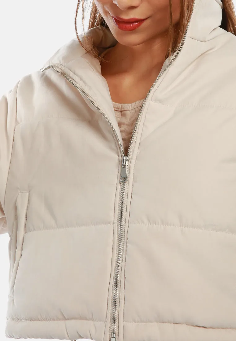 Long Sleeves Puffer Drawstring Jacket