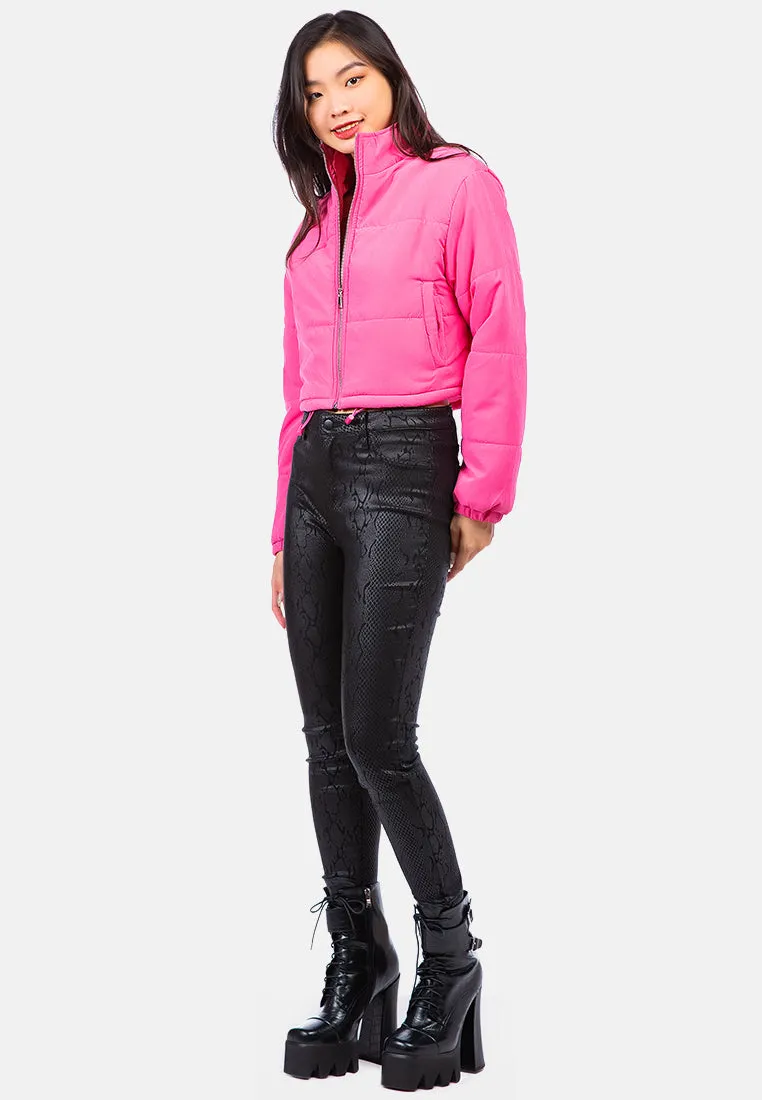 Long Sleeves Puffer Drawstring Jacket