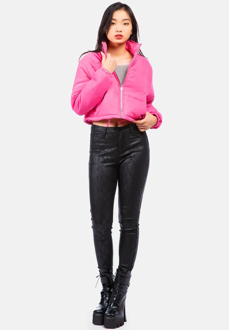 Long Sleeves Puffer Drawstring Jacket
