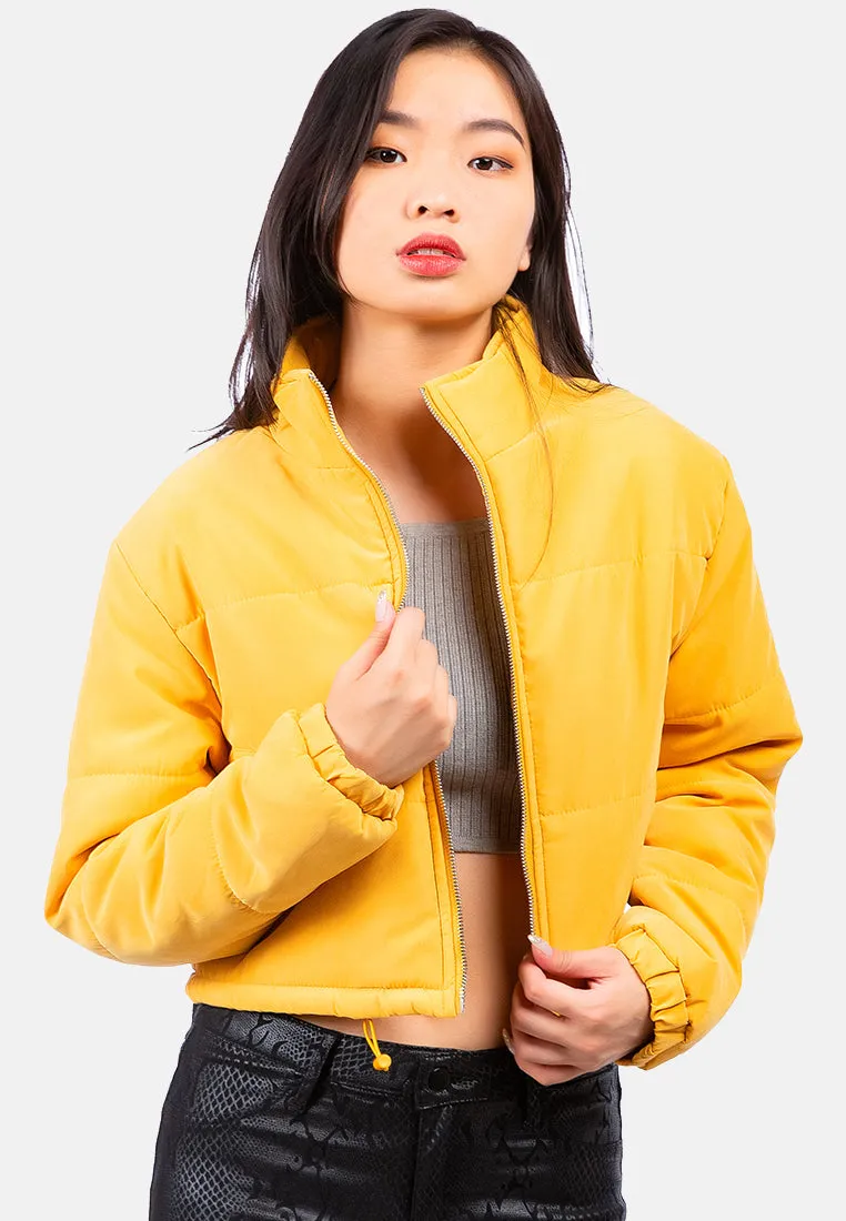 Long Sleeves Puffer Drawstring Jacket