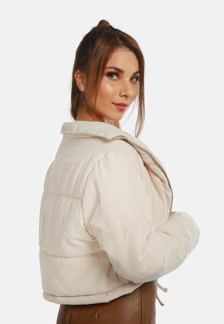 Long Sleeves Puffer Drawstring Jacket