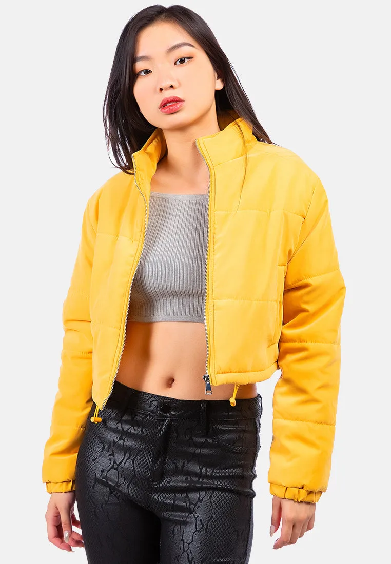 Long Sleeves Puffer Drawstring Jacket