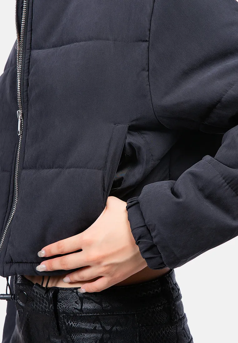 Long Sleeves Puffer Drawstring Jacket