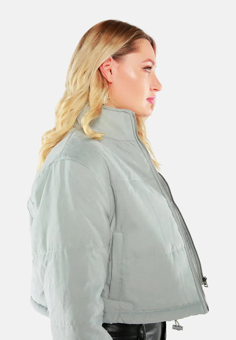 Long Sleeves Puffer Drawstring Jacket