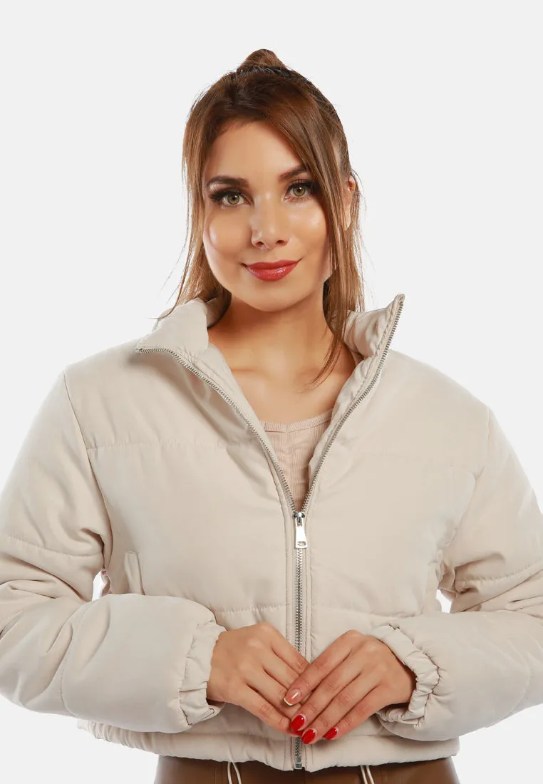 Long Sleeves Puffer Drawstring Jacket