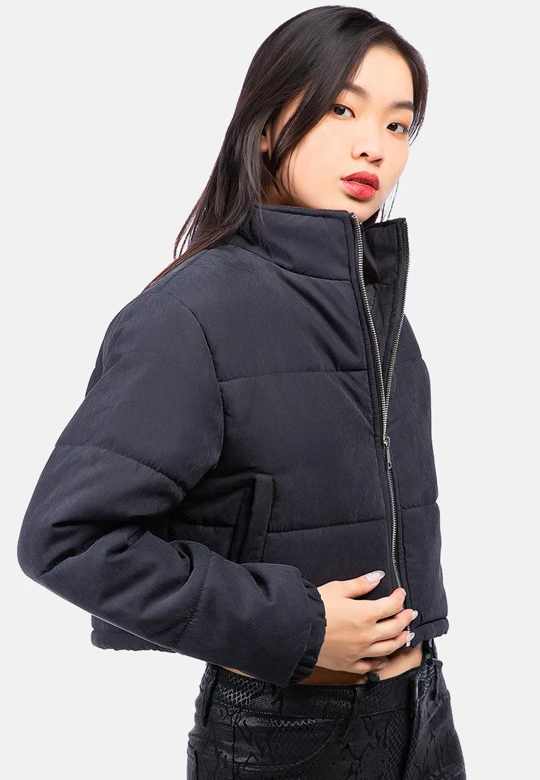 Long Sleeves Puffer Drawstring Jacket