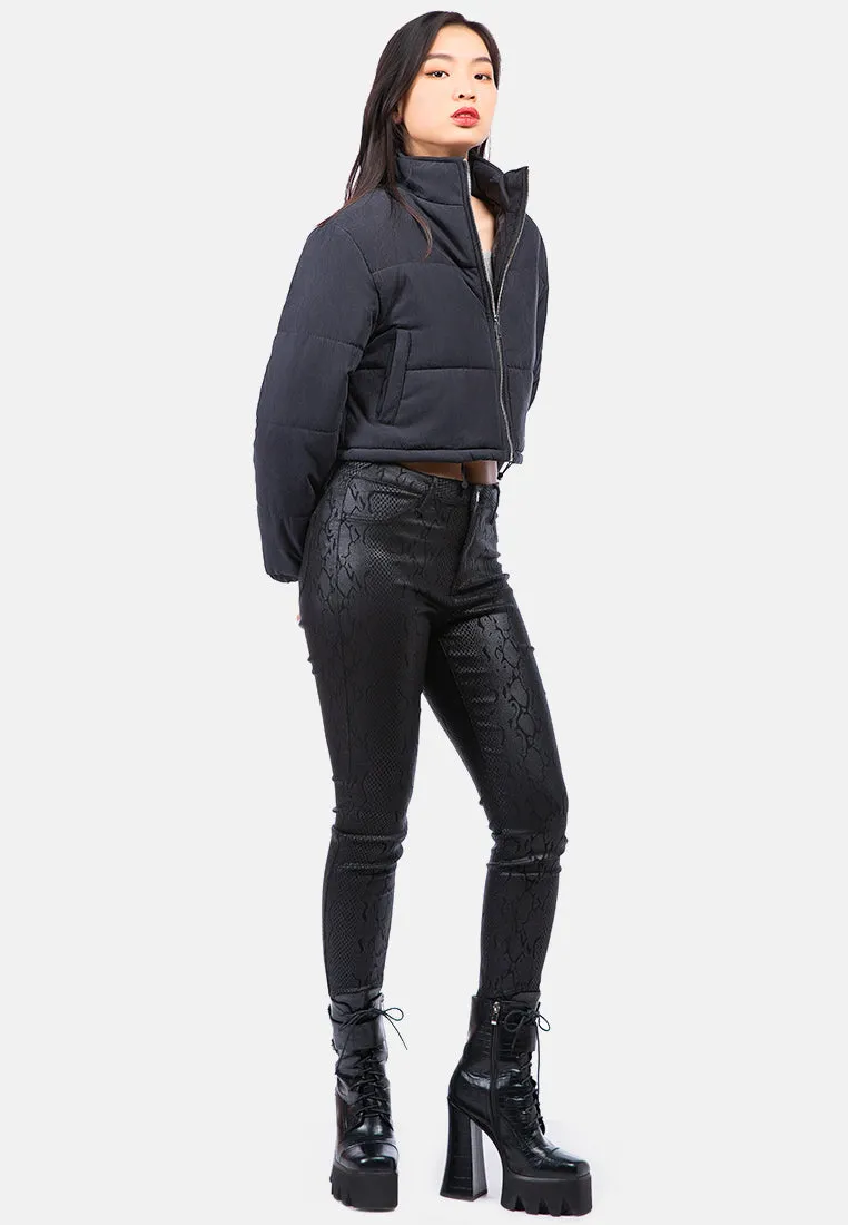 Long Sleeves Puffer Drawstring Jacket