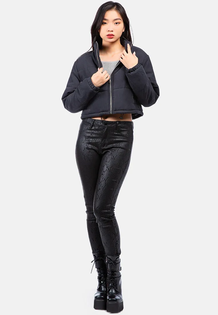 Long Sleeves Puffer Drawstring Jacket