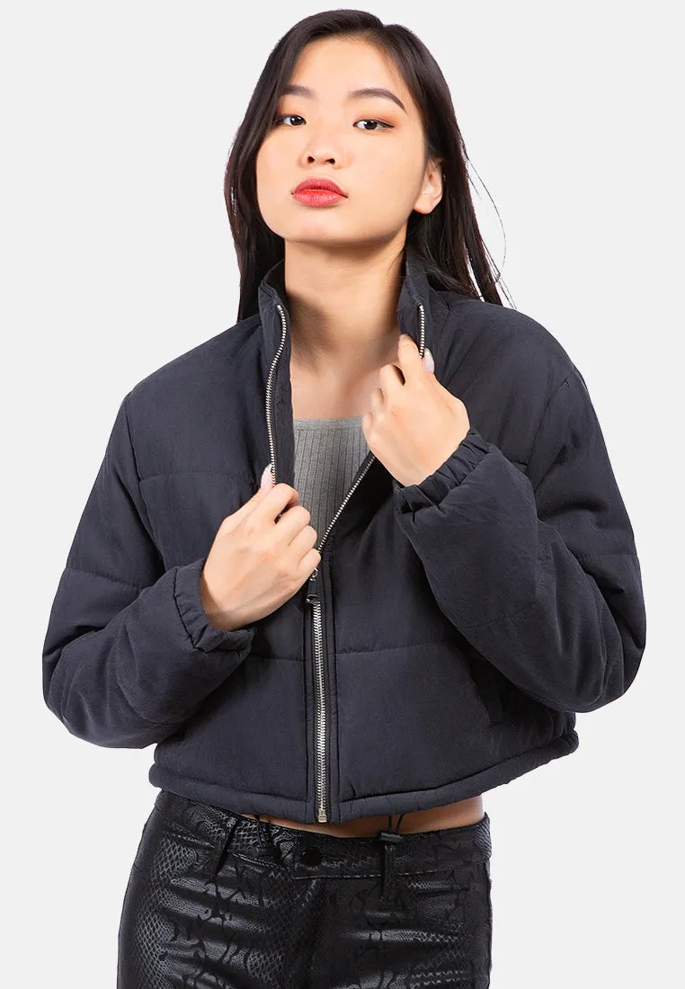 Long Sleeves Puffer Drawstring Jacket