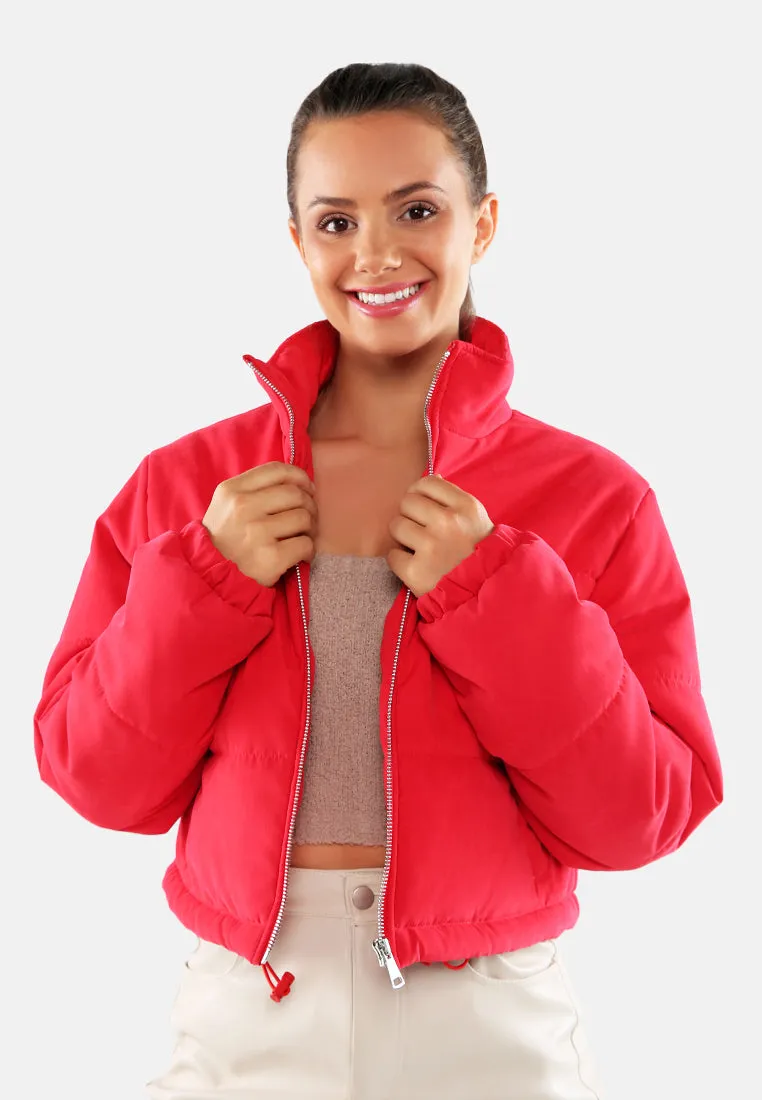 Long Sleeves Puffer Drawstring Jacket