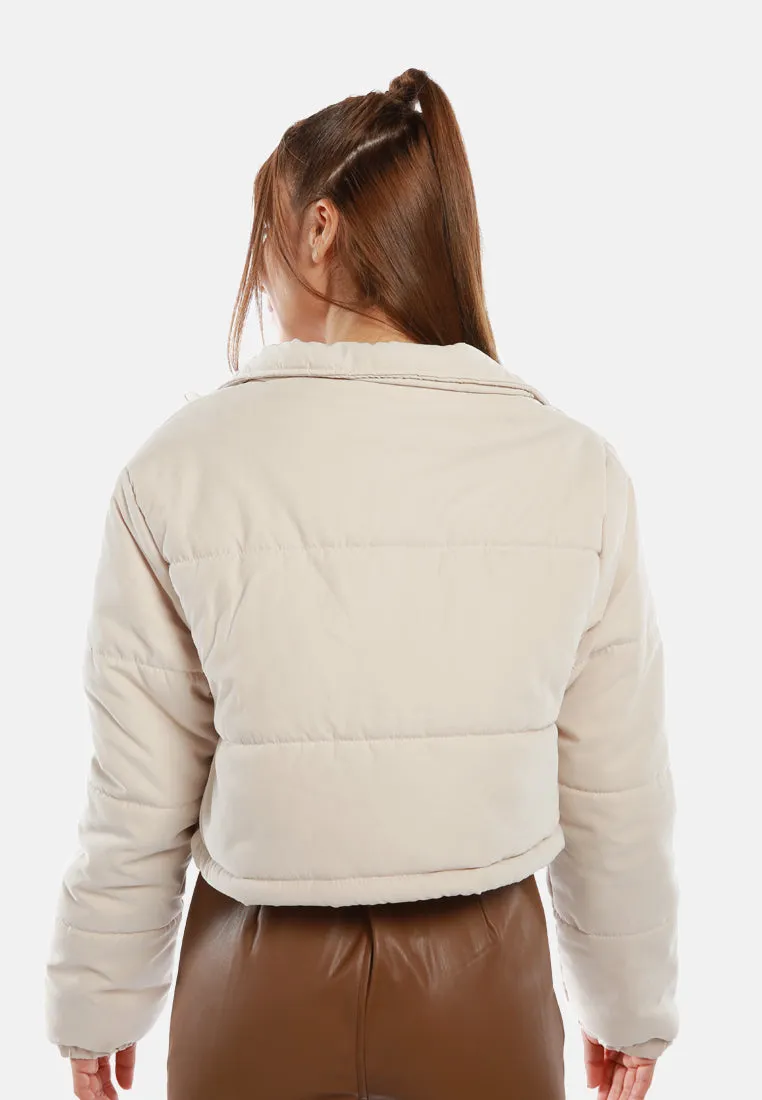 Long Sleeves Puffer Drawstring Jacket