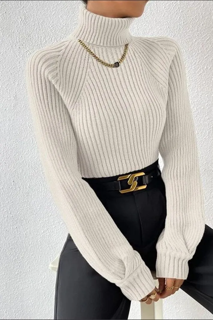 Loose Slim High Collar Knitted Sweater
