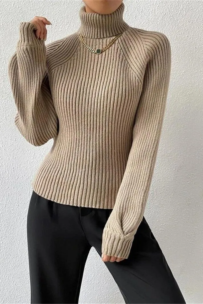 Loose Slim High Collar Knitted Sweater