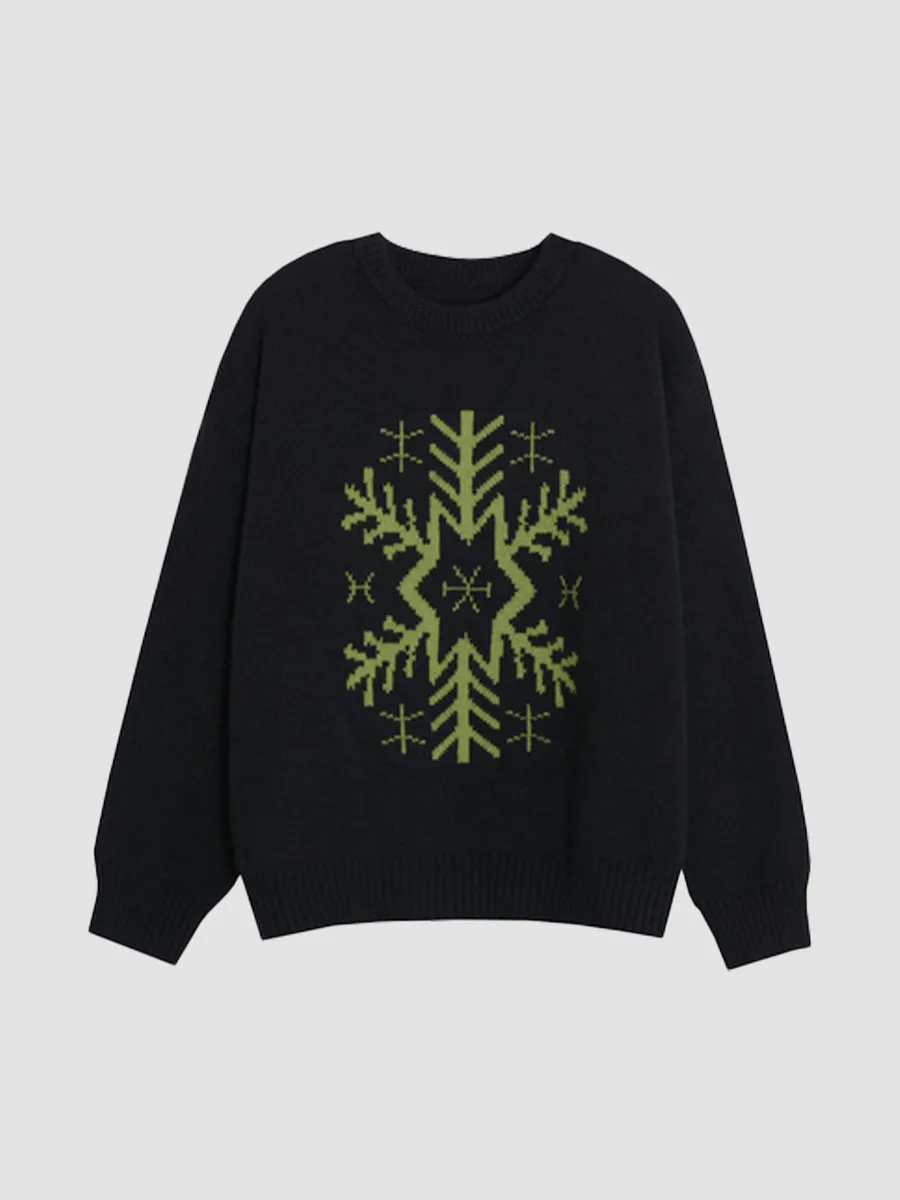 Loose Snowflake Pattern Knit Sweater