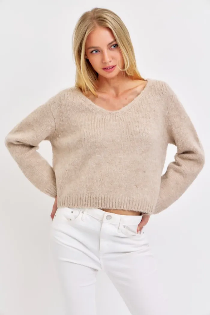 L/S Tie Neck Sweater