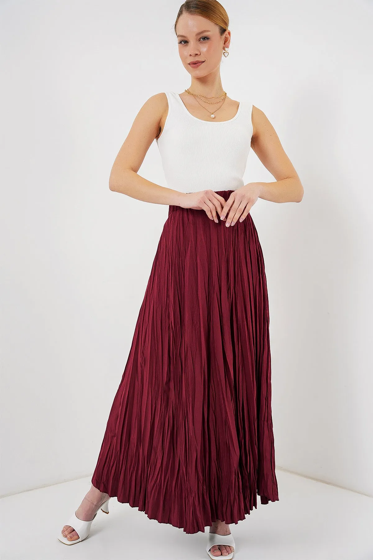 <tc>Jupe longue plissée femme 8042</tc>