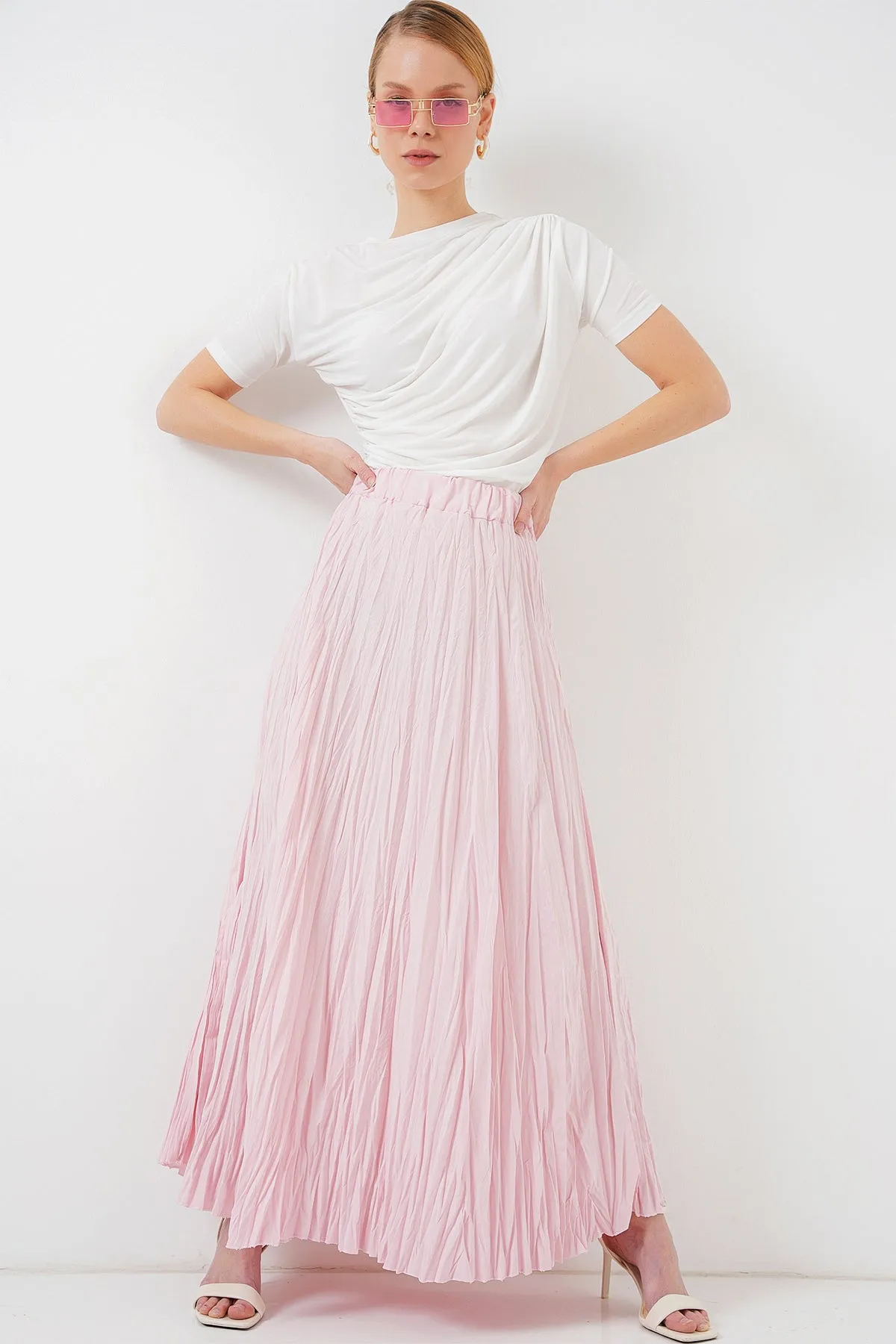 <tc>Jupe longue plissée femme 8042</tc>