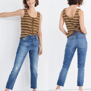 Madewell High Rise Slim Crop Boyjean Raw Hem 26