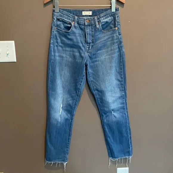Madewell High Rise Slim Crop Boyjean Raw Hem 26