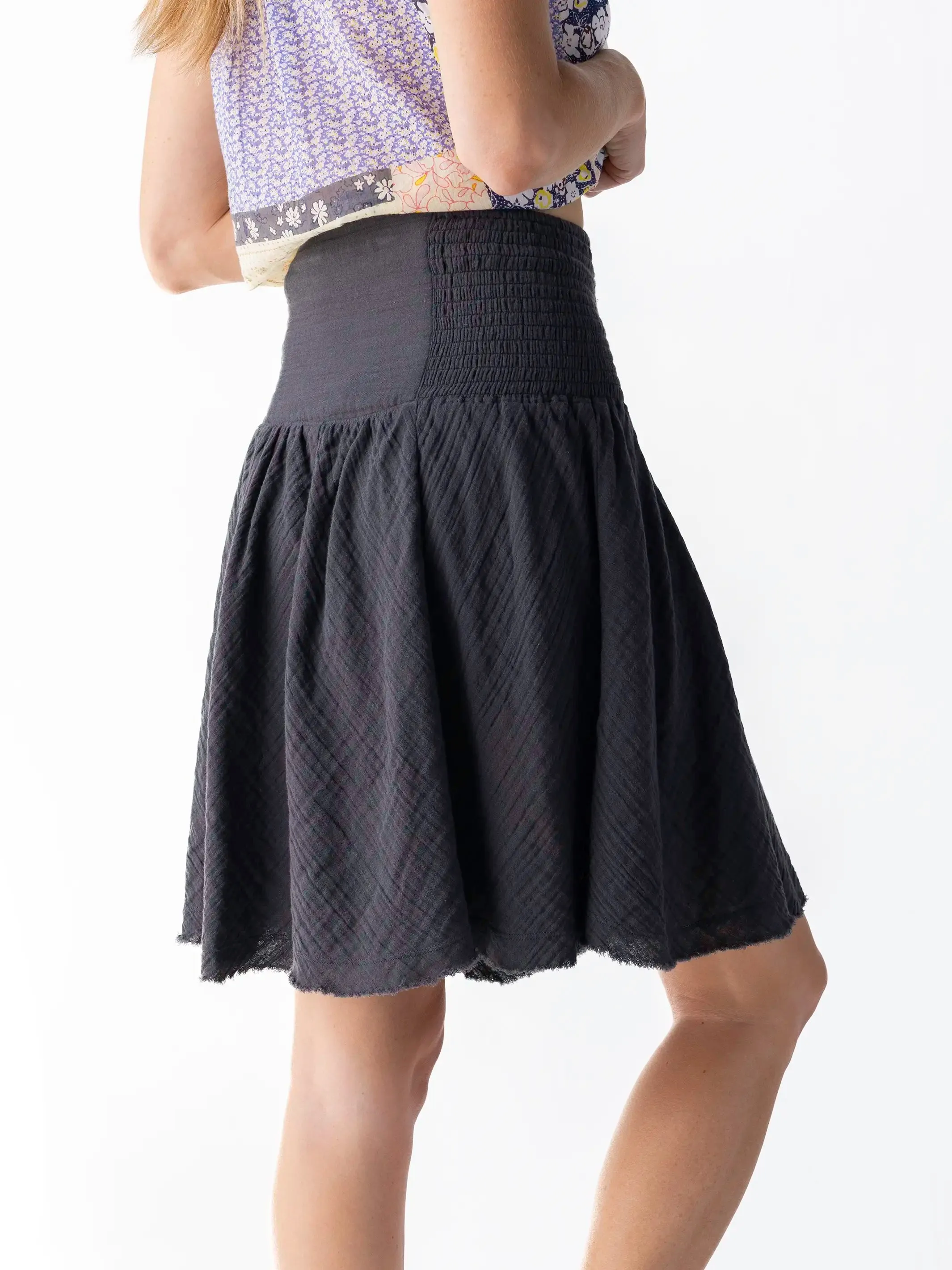 Malia Mini Skirt - Charcoal Cotton
