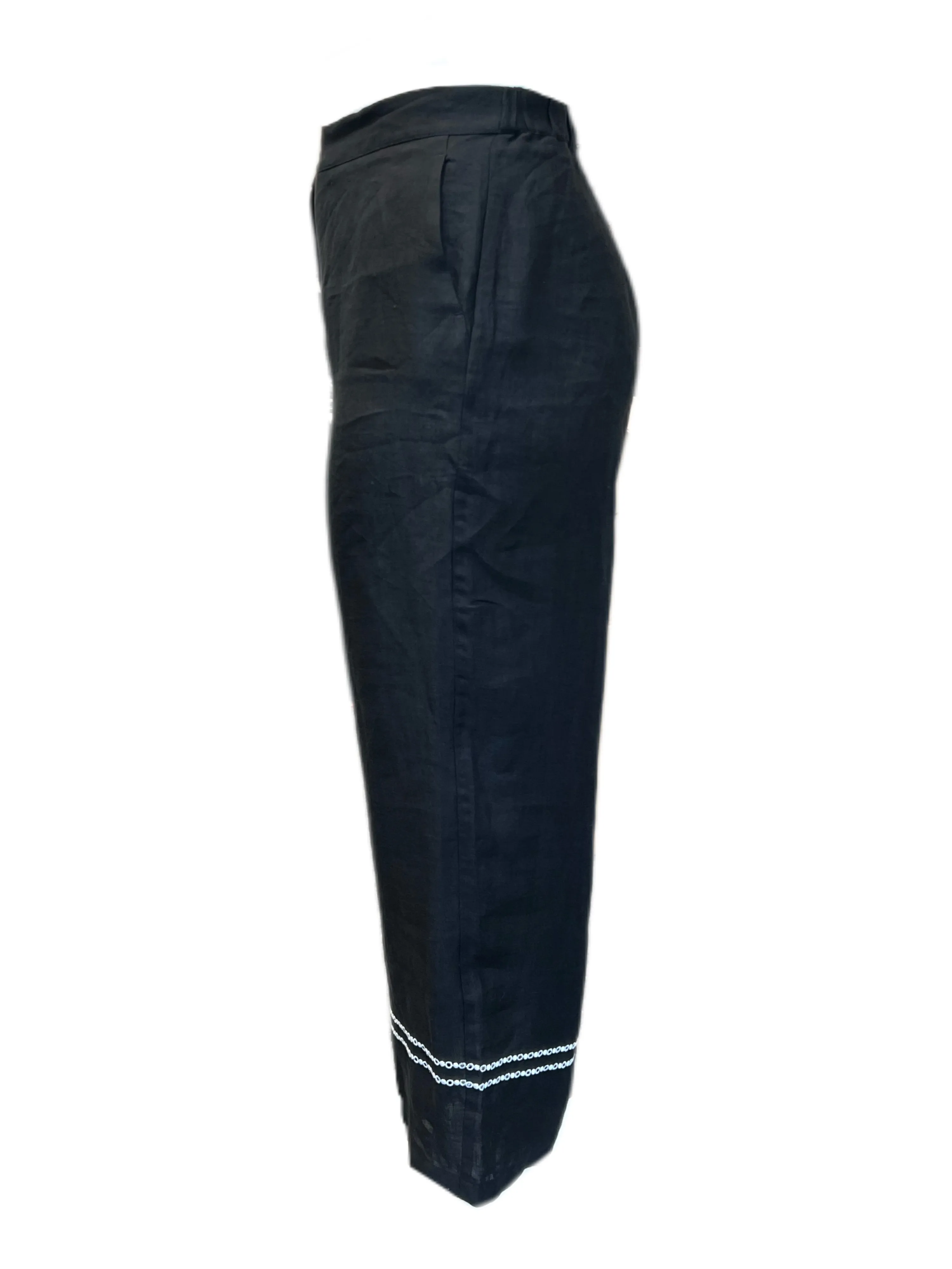 Marina Rinaldi Women's Black Rilievi Straight Len Pants Size 20W/29 NWT