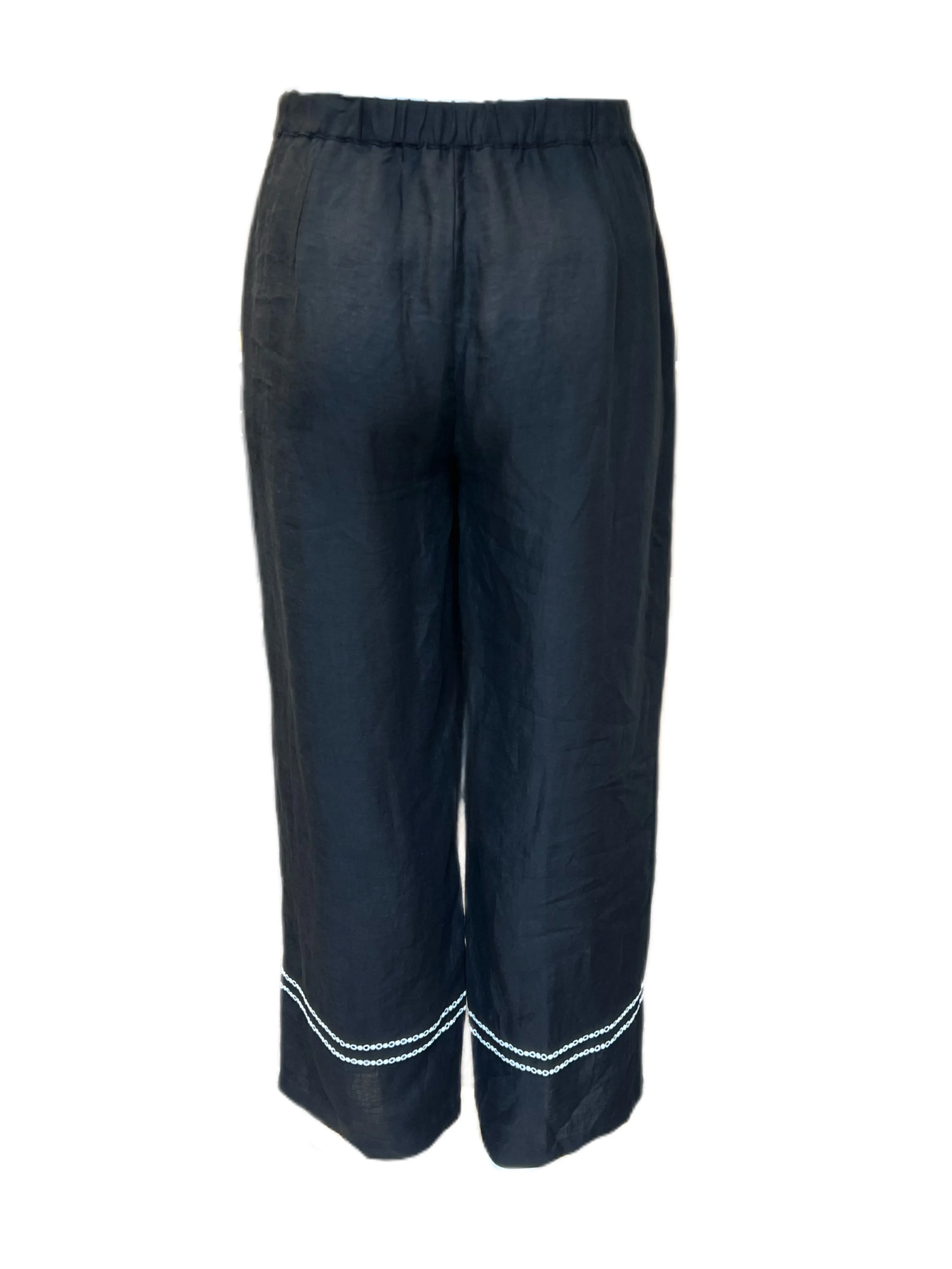 Marina Rinaldi Women's Black Rilievi Straight Len Pants Size 20W/29 NWT