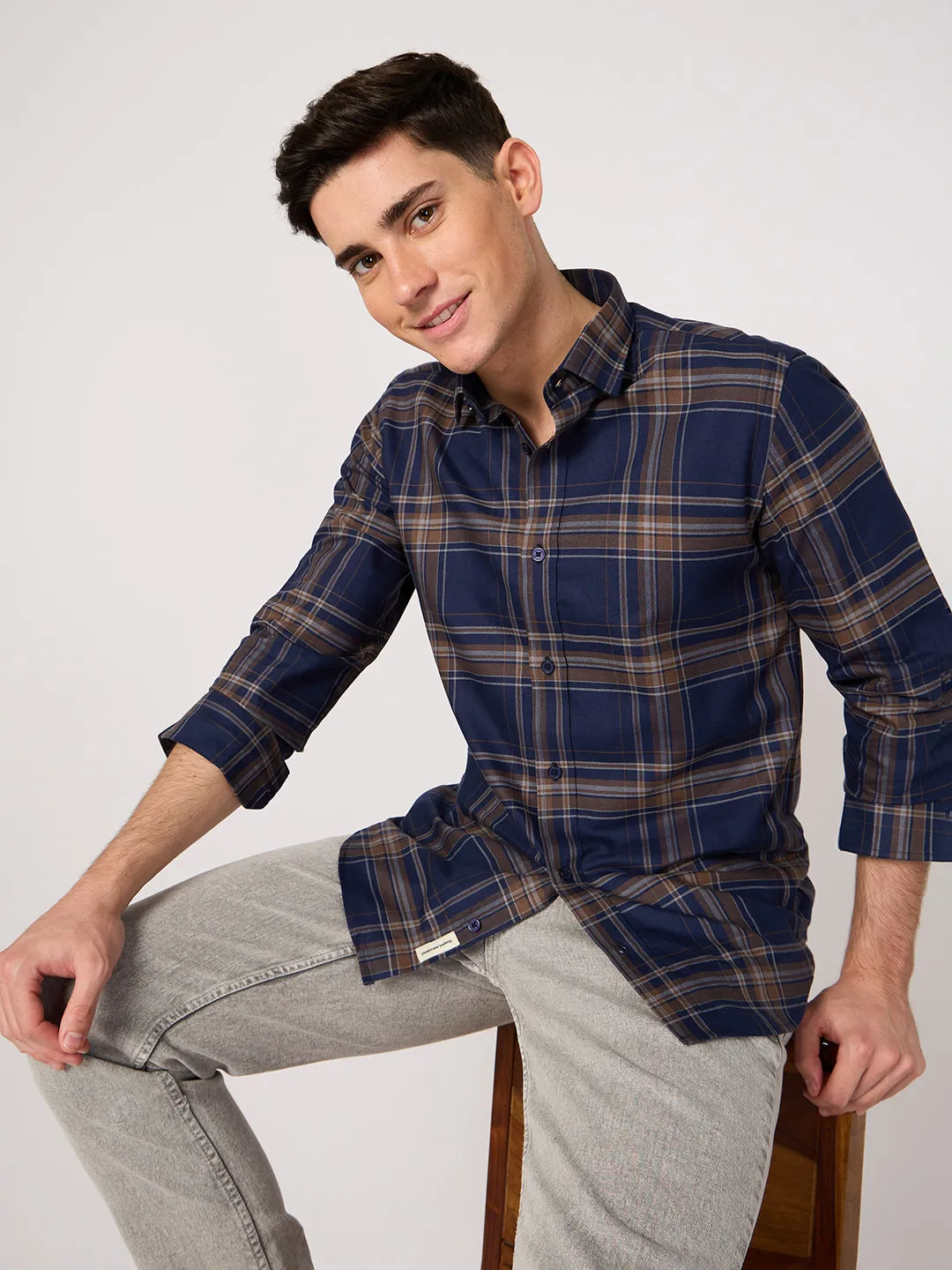 Men TFO Oxford Bold Checked Full Sleeve Shirt