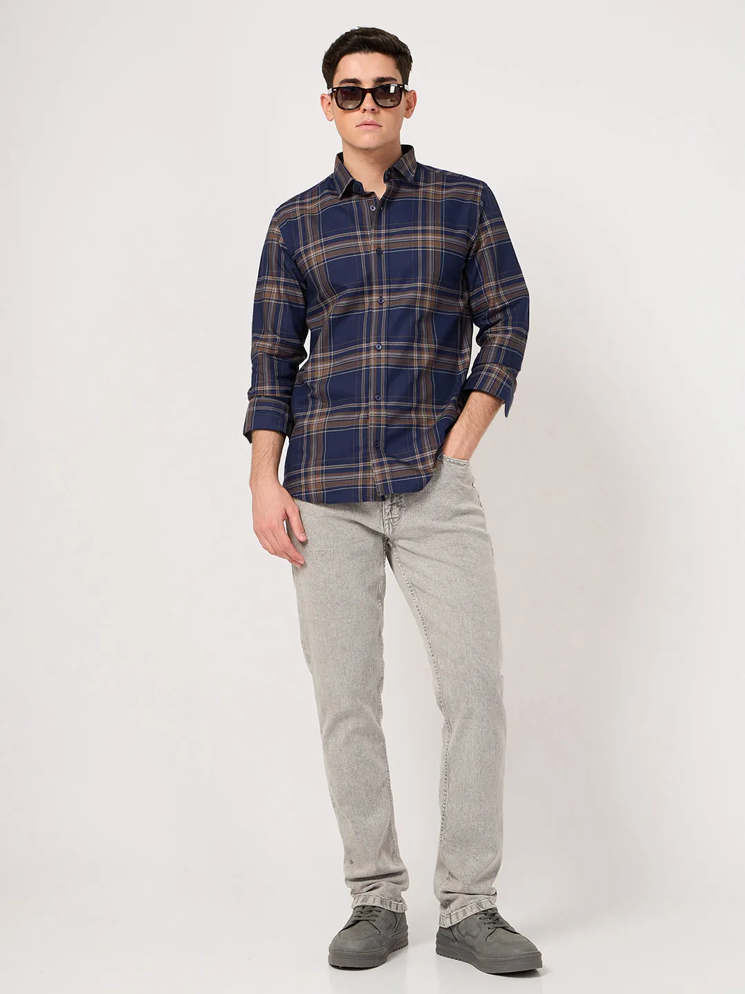 Men TFO Oxford Bold Checked Full Sleeve Shirt