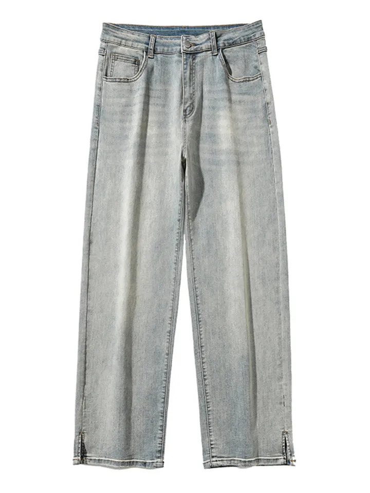 Men's Retro Washed Effect Side Slit Loose Jeans