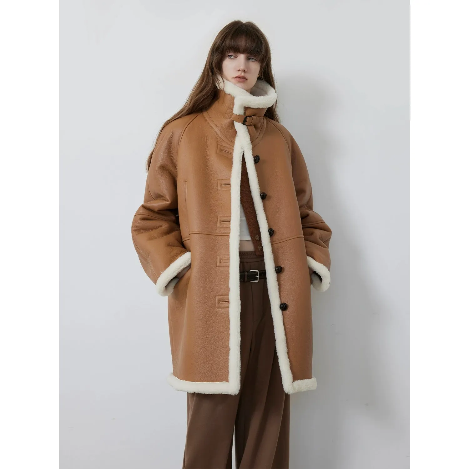 Merino Shearling Mid-Length Coat