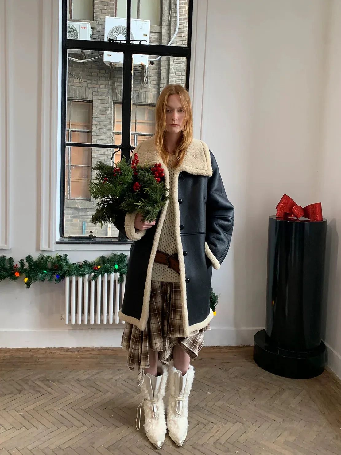 Merino Shearling Mid-Length Coat