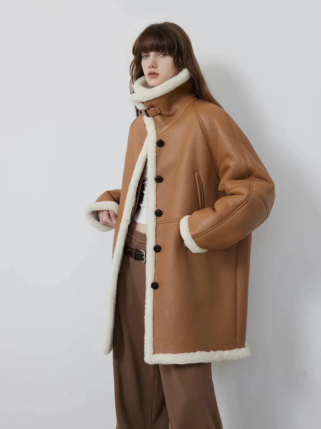 Merino Shearling Mid-Length Coat