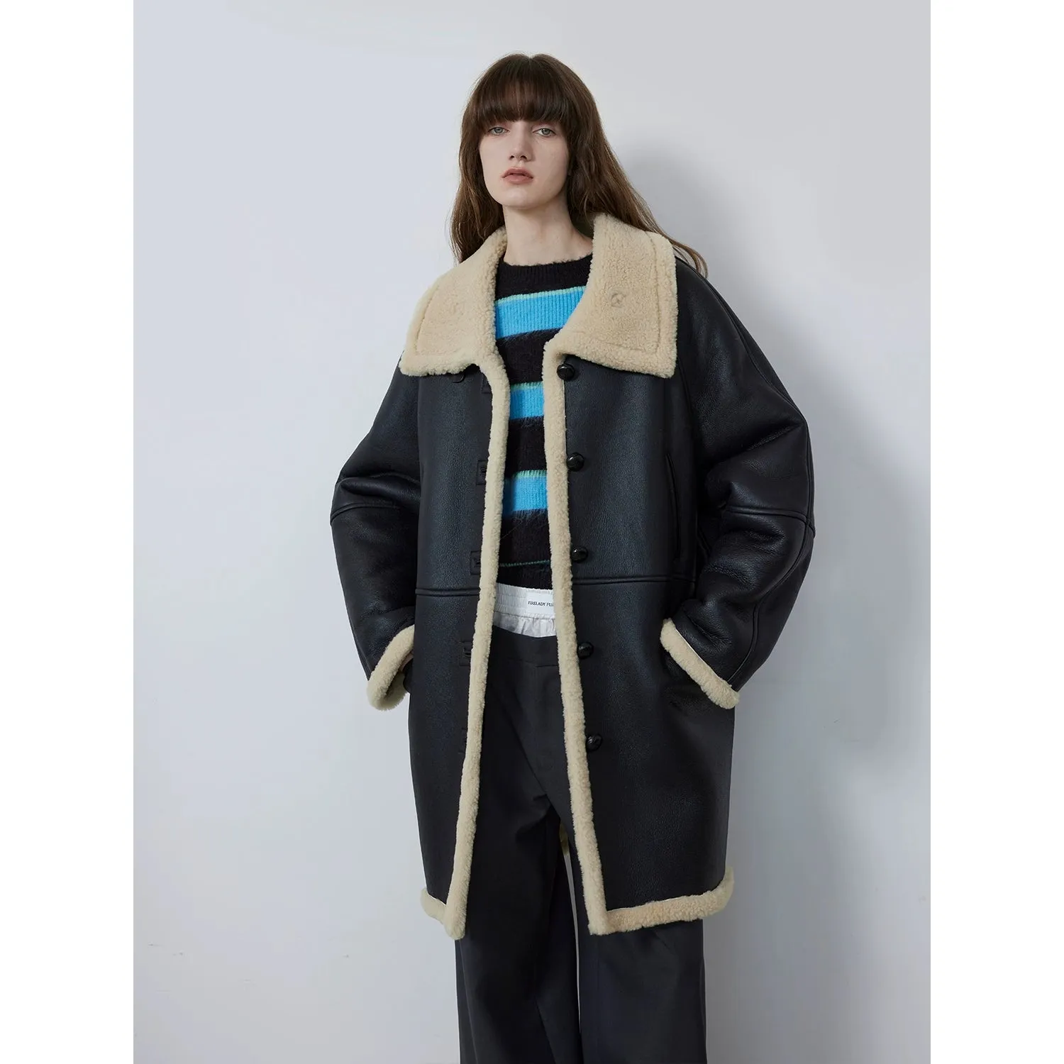 Merino Shearling Mid-Length Coat