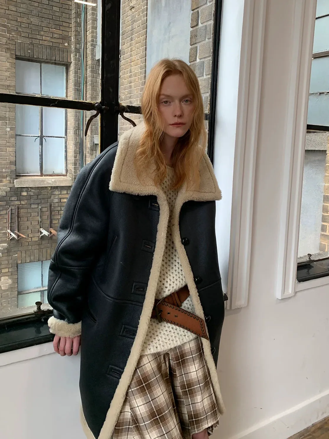 Merino Shearling Mid-Length Coat