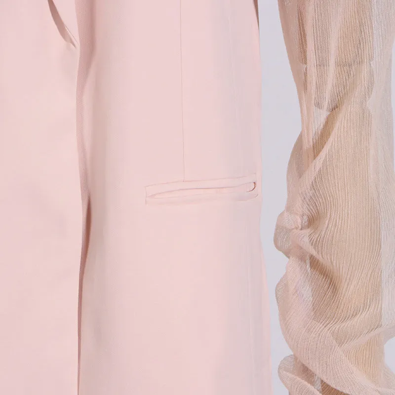MESH SLEEVE AND SHORT SLEEVE DRESSY BLAZER