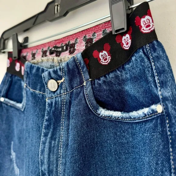 Mickey Mouse Disney Elastic Waistband High Rise Custom Jeans