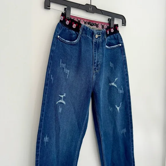 Mickey Mouse Disney Elastic Waistband High Rise Custom Jeans