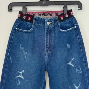 Mickey Mouse Disney Elastic Waistband High Rise Custom Jeans
