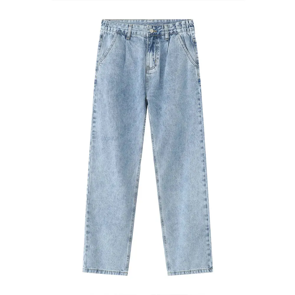 Mid Rise Baggy Jeans with Pockets