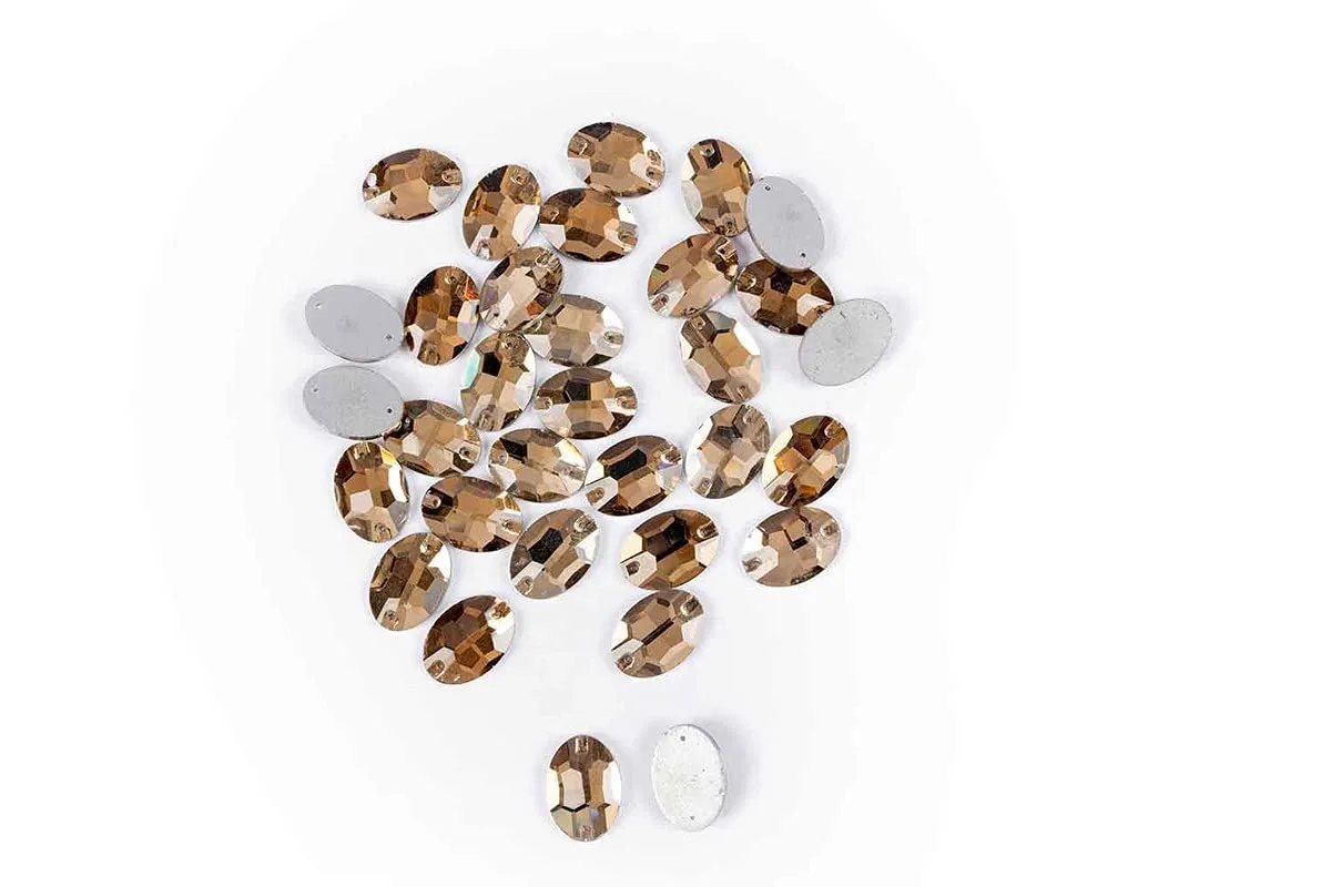Mohan Shoppe Dull Golden Oval Glass Stone for Table Vase Pant Pots Fountain & Home Decor Size- 1.7 cm X 2.4 cm Approx,Package of 10 Pieces