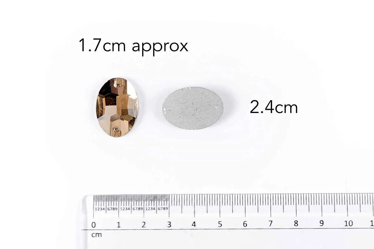 Mohan Shoppe Dull Golden Oval Glass Stone for Table Vase Pant Pots Fountain & Home Decor Size- 1.7 cm X 2.4 cm Approx,Package of 10 Pieces