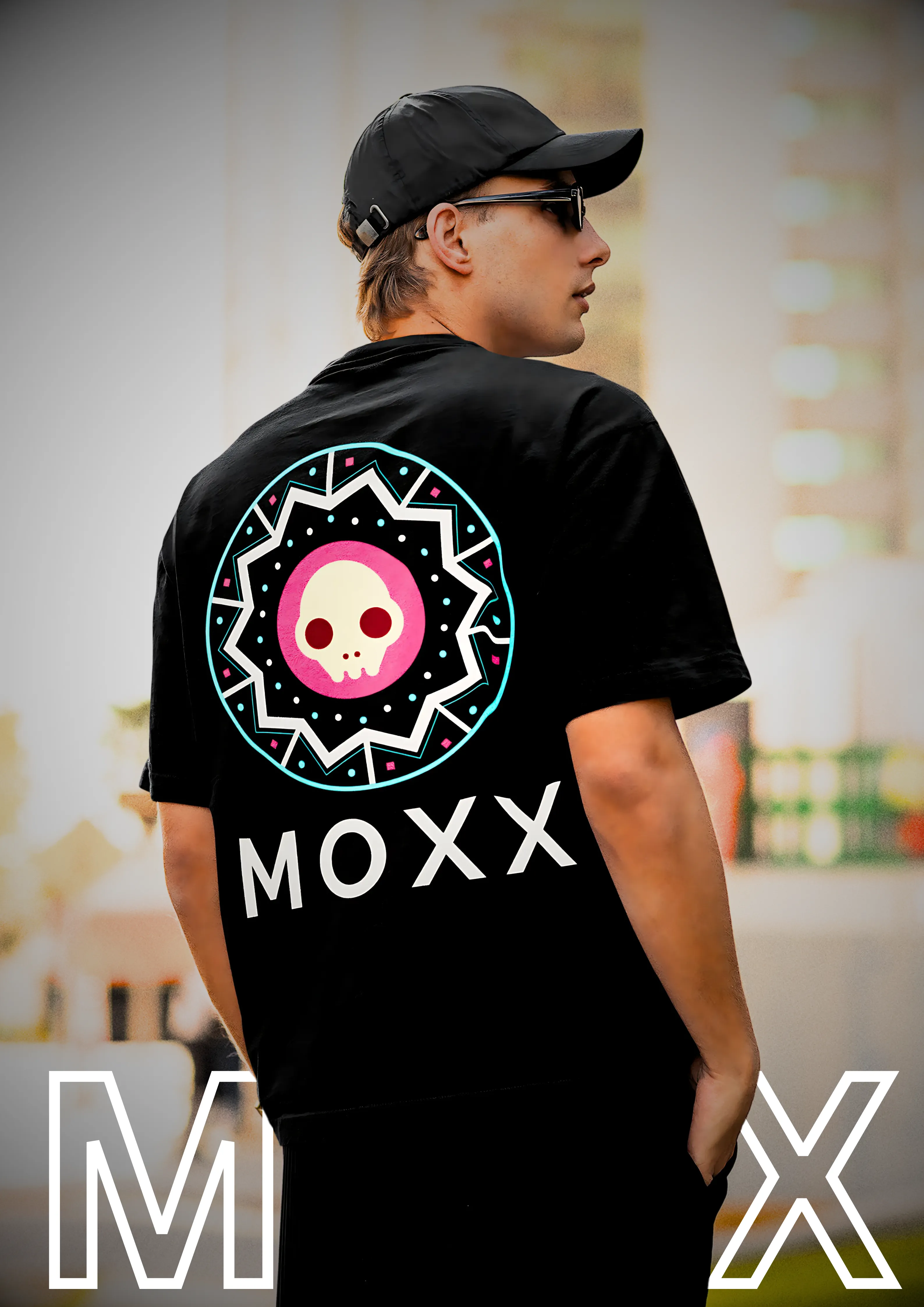 MOXX Black Oversized Graphic Skull T-shirt - Stylish Black T-shirt