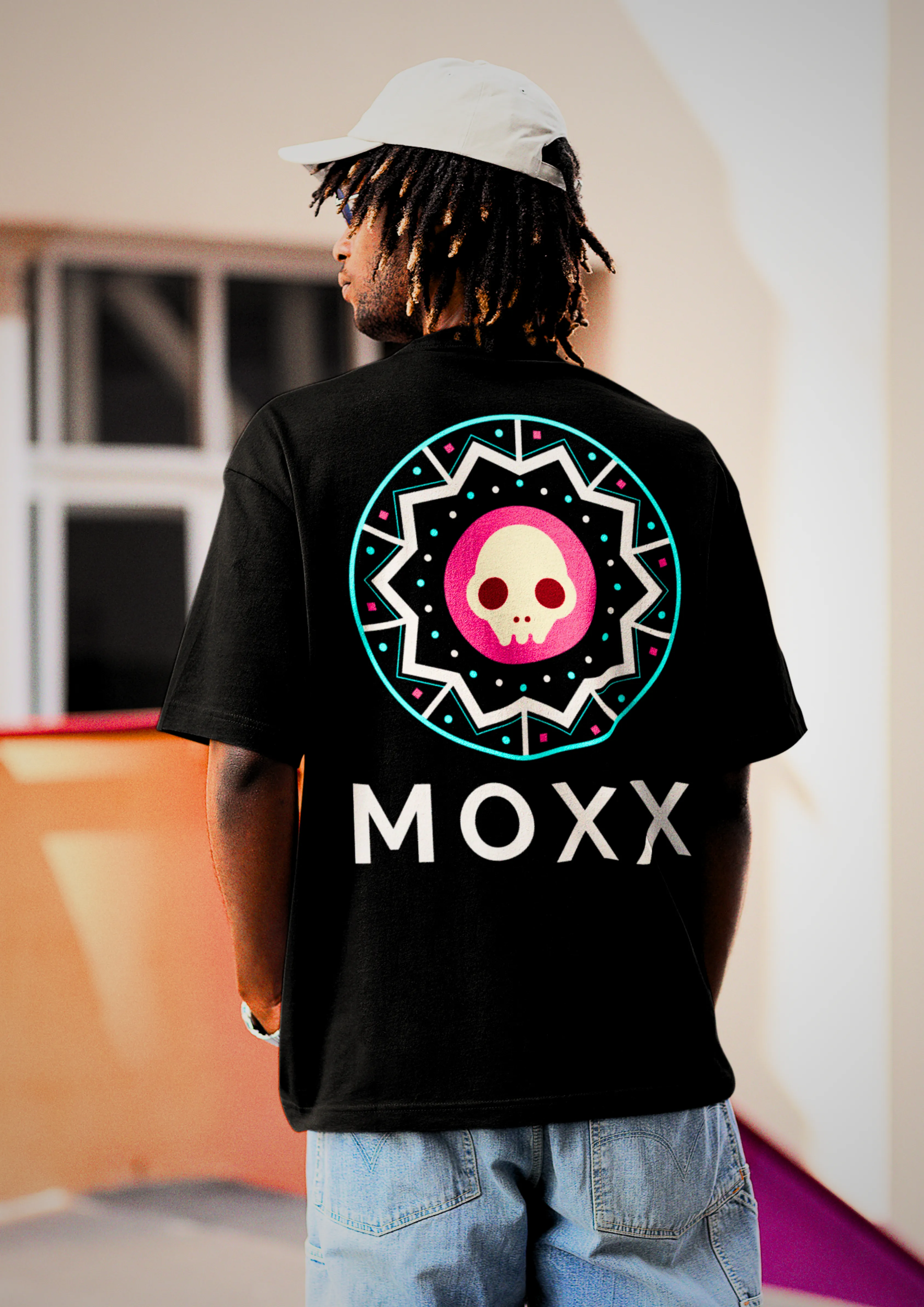 MOXX Black Oversized Graphic Skull T-shirt - Stylish Black T-shirt