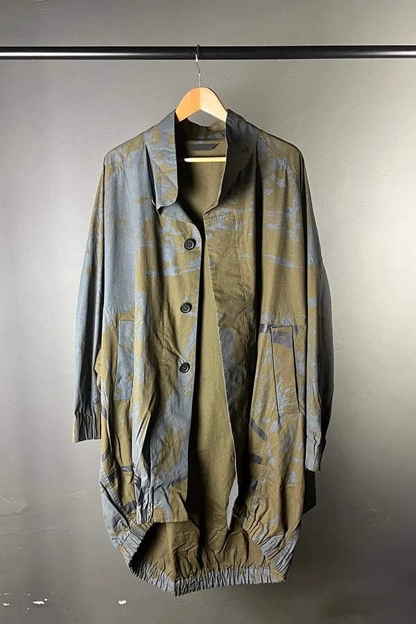Moyuru Blue Green Printed Coat