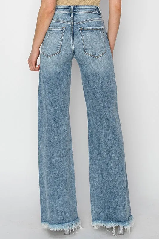 MR BUTTON DOWN WIDE LEG JEAN BY RISEN
