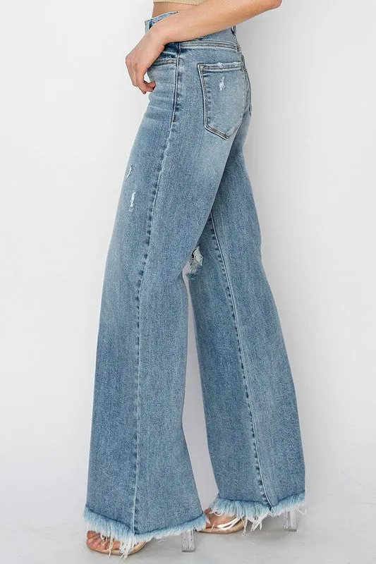 MR BUTTON DOWN WIDE LEG JEAN BY RISEN