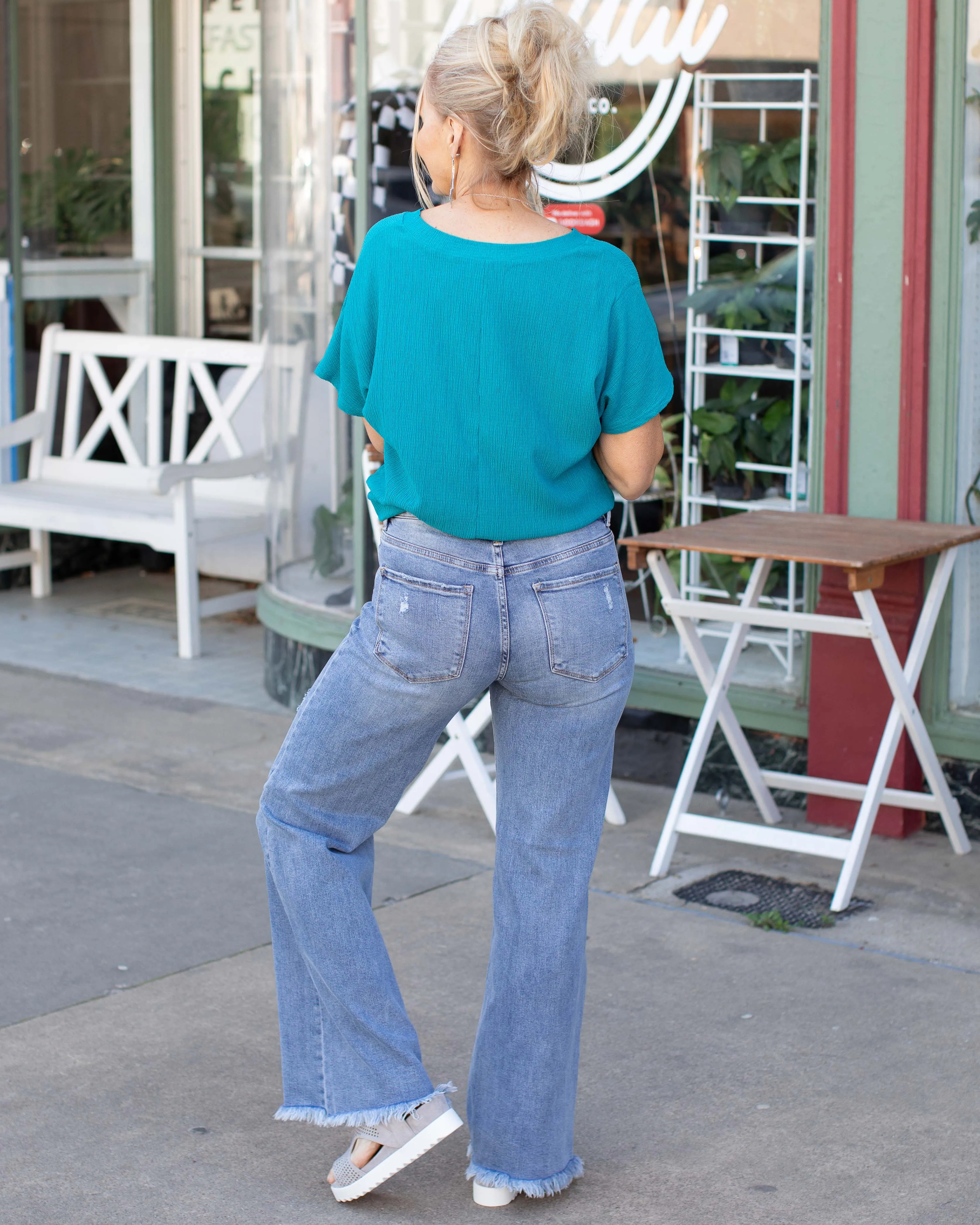 MR BUTTON DOWN WIDE LEG JEAN BY RISEN