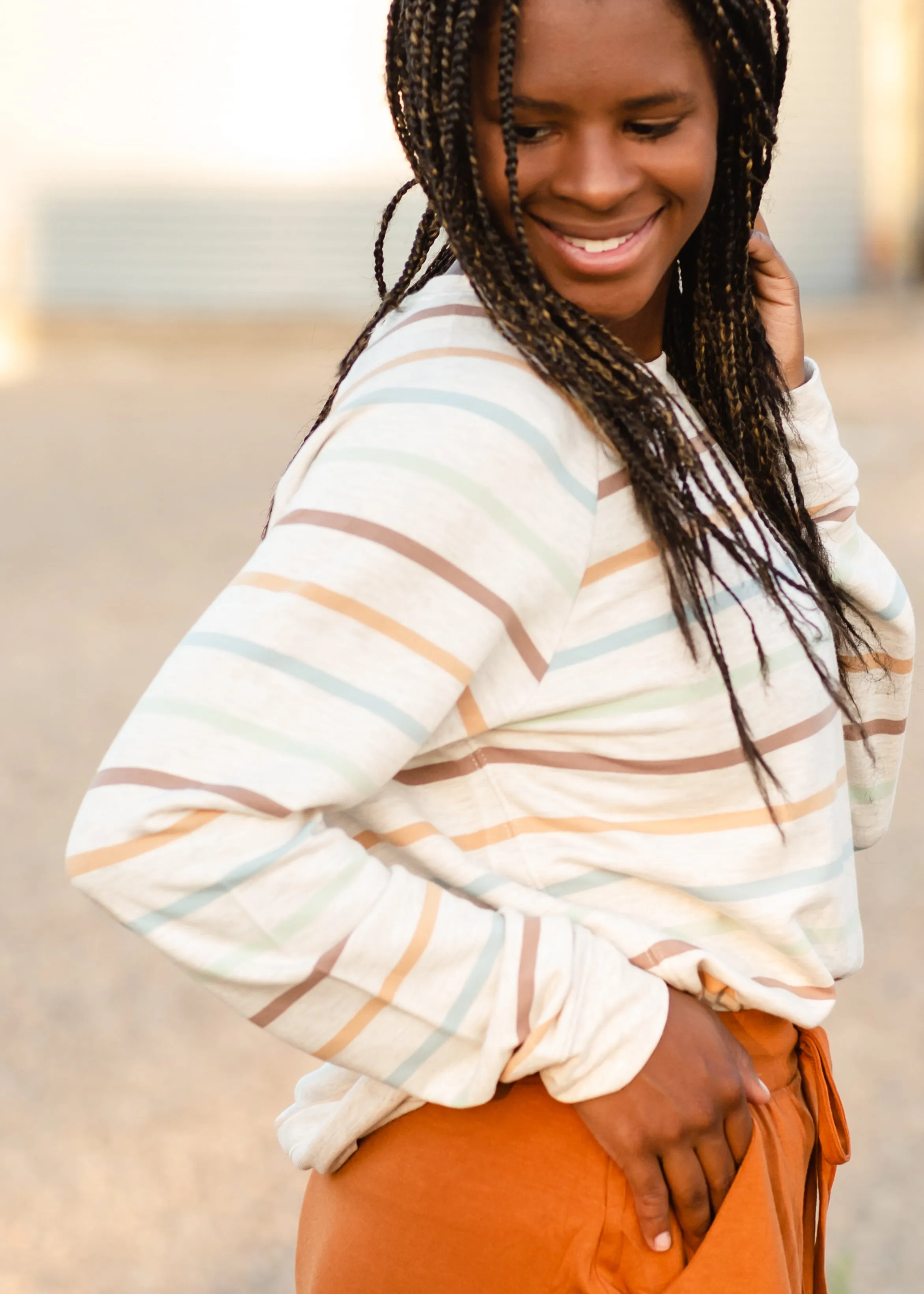 Multi Color Striped Windslet Top