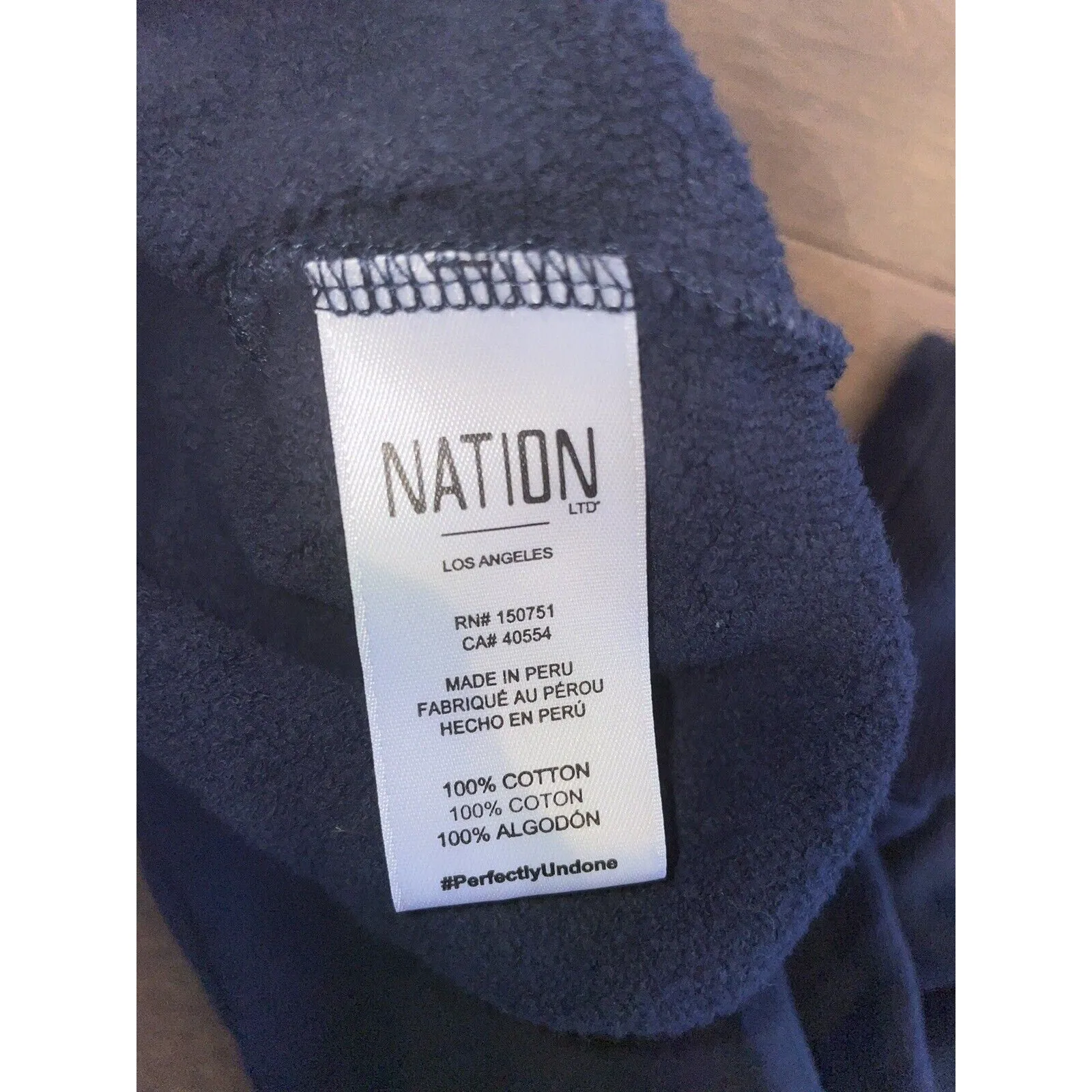 NATION LTD Women's Esther Sweatshirt – Navy Blue with Shoulder Ruffle – Size Medium
