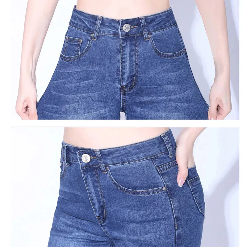 New Brand Luxury Pants Women High Waist Skinny Stretch Jeans Female Dark Blue Slim Fit Pants High Quality  Trousers